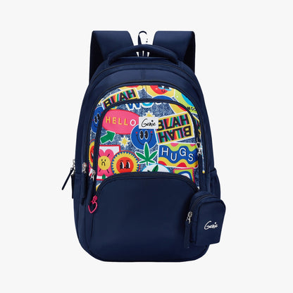 Genie Blahblah 27L Navy Blue Juniors Backpack With Easy Access Pockets