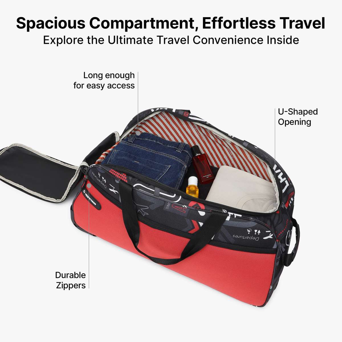 Uppercase JFK Duffle Trolley Bag Dust Resistant Spacious Main Compartment Smooth 2 Wheels Duffel