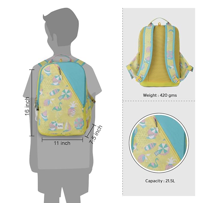 Wildcraft 21.5 Ltrs Girl Squad 1 Beach Yellow Casual Backpack (12344_Beach_Yellow)(HxWxD : 16x11x7.5)(inches)