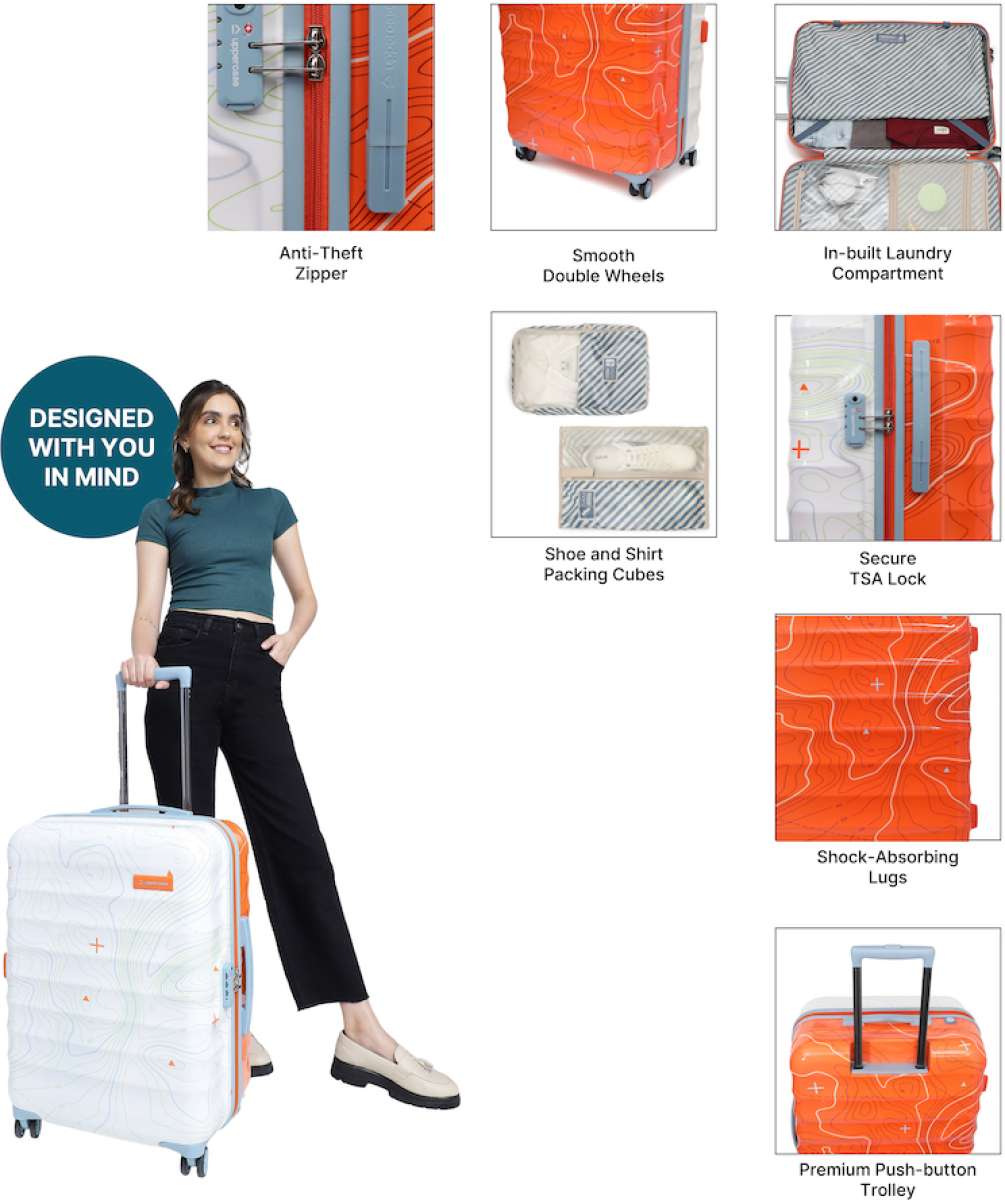 uppercase Topo Cabin n Check-in TSA Lock Hard Trolley Orange n White