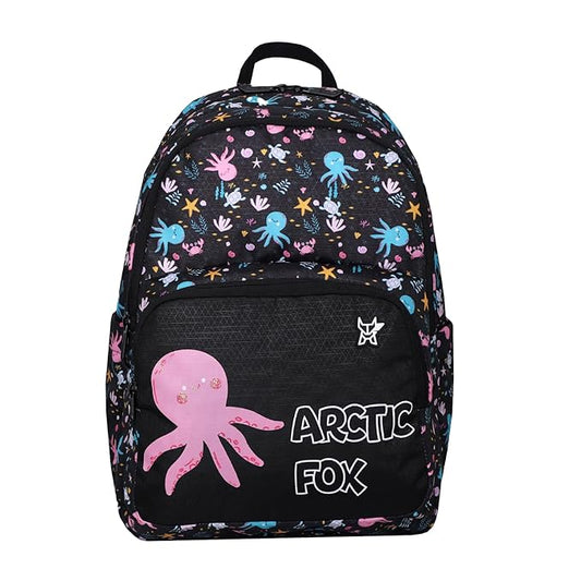 Arctic Fox Wink Octopus Black 21 Liters School Backpack for Boys and Girls