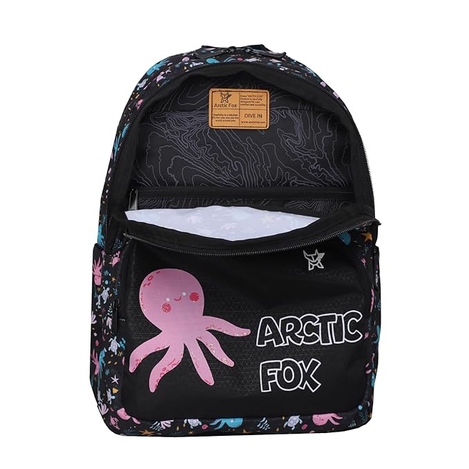 Arctic Fox Wink Octopus Black 21 Liters School Backpack for Boys and Girls