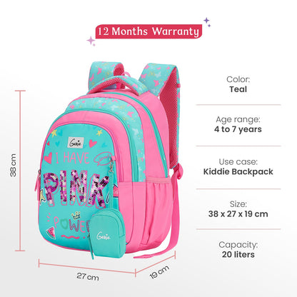 Genie Pinkpower Small Backpack for Kids - Teal