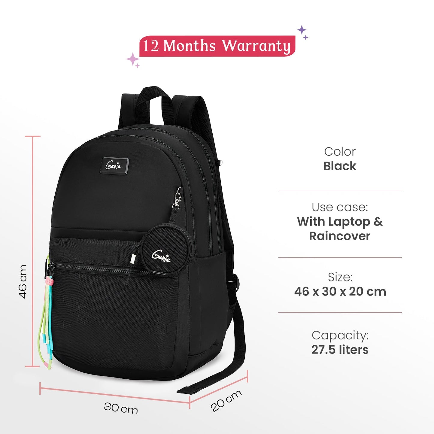 Sleek 28L Laptop Backpack With Raincover