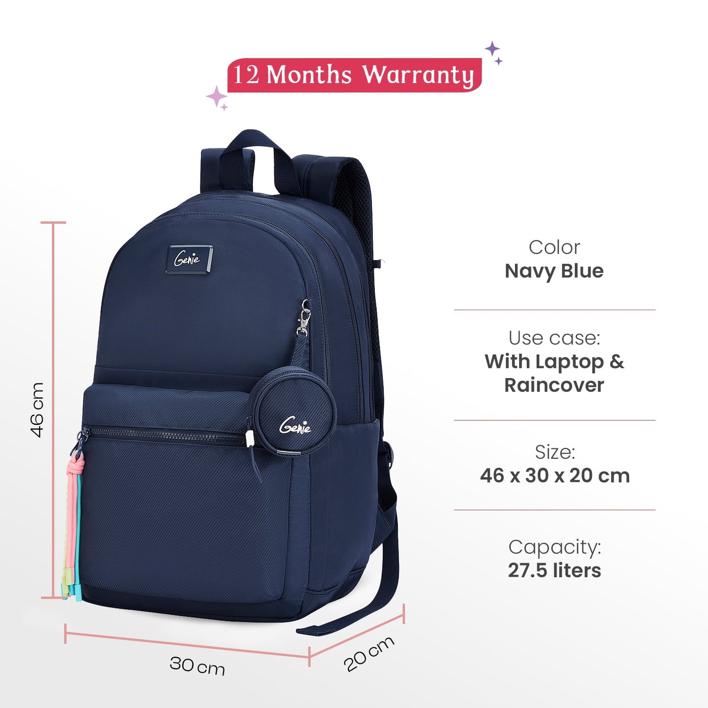 Sleek 28L Laptop Backpack With Raincover