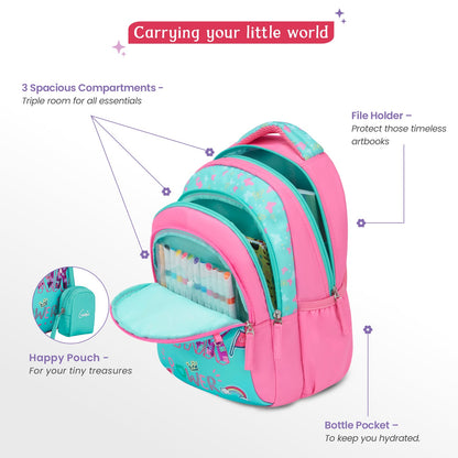 Genie Pinkpower Small Backpack for Kids - Teal