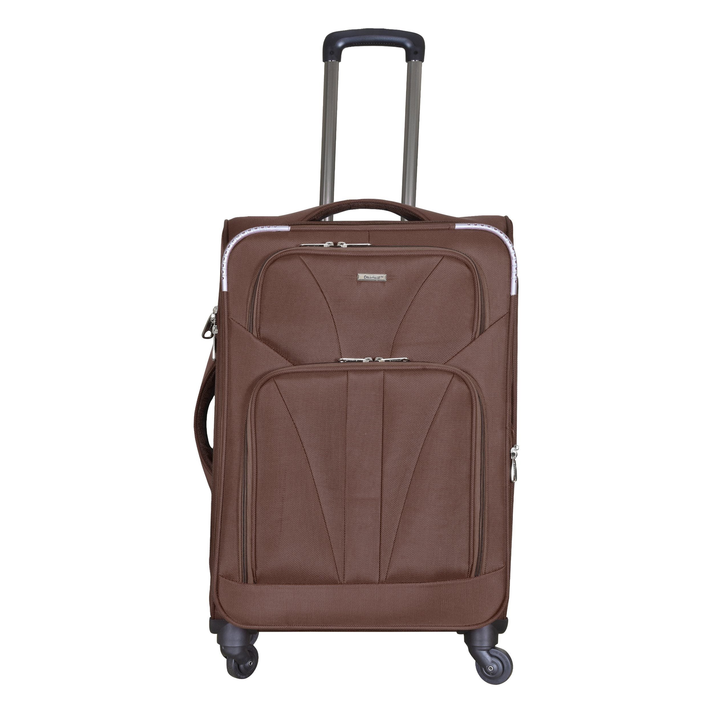 Dhariwal Expandable 4W Soft Sided Check in Trolley Suitcase 24