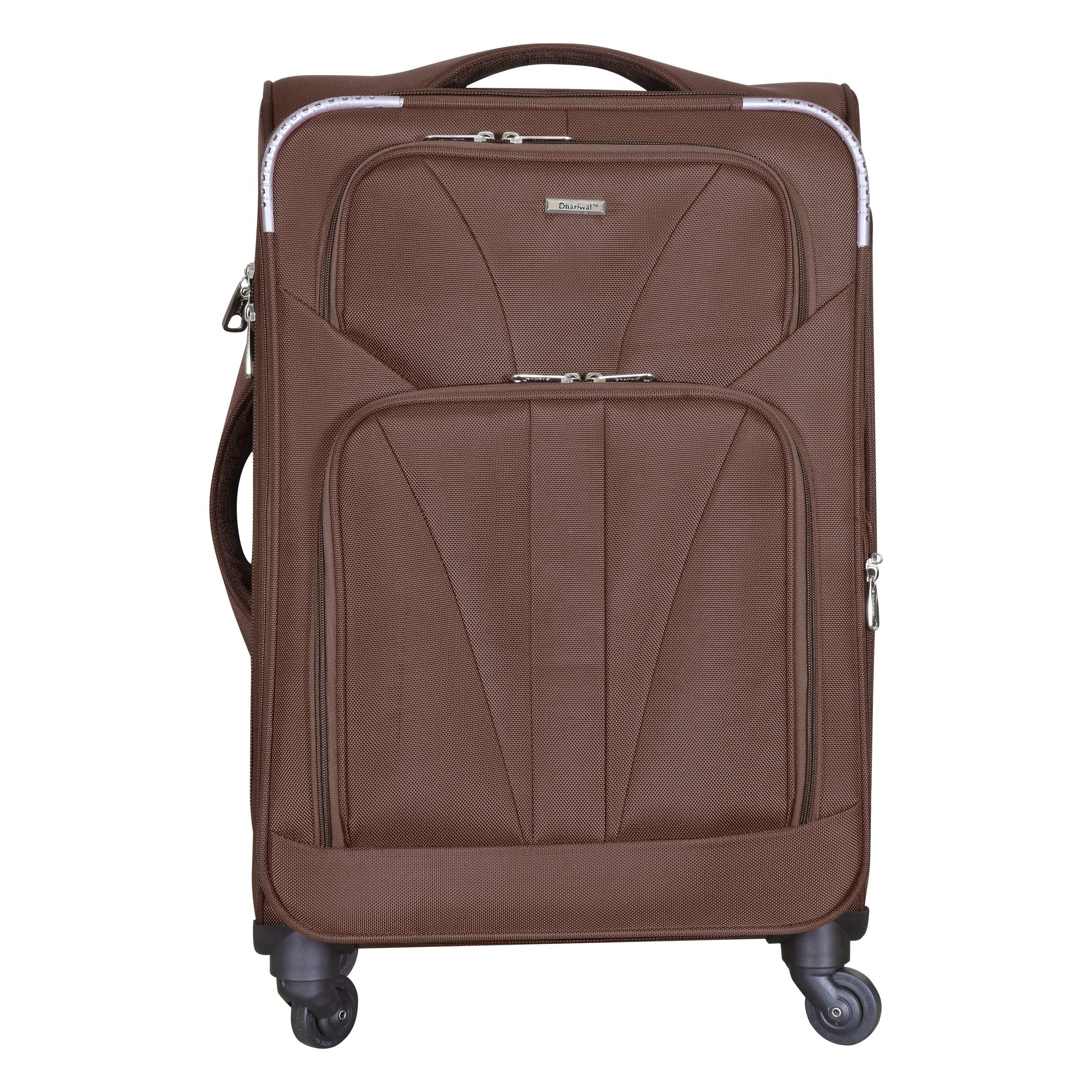 Dhariwal Expandable 4W Soft Sided Check in Trolley Suitcase 24